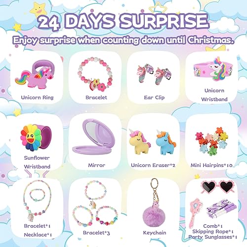 Miniatura 2 de Calendario de Adviento 2023 para niñas, regalos de unicornio para niña, caja de cuenta regresiva de 24 días, calendario de cuenta regresiva, regalos