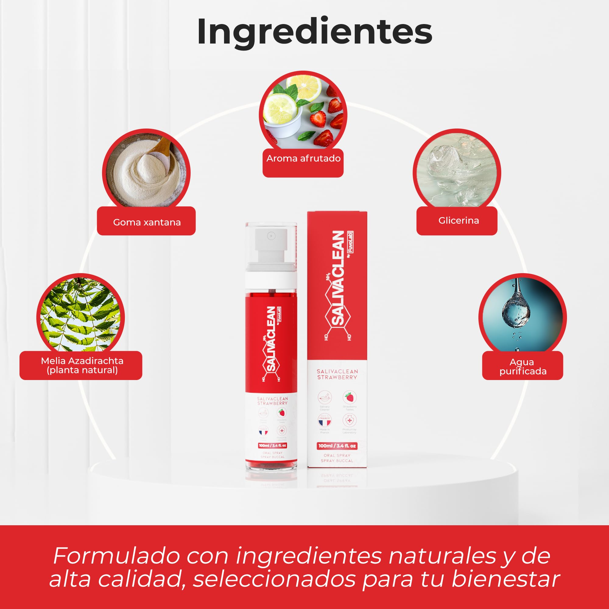 SalivaClean Anti-THC Spray Bucal 100 ml Fresa | Detox Salival Instantáneo | Limpiador Bucal y de Saliva | Spray Detox Anti THC