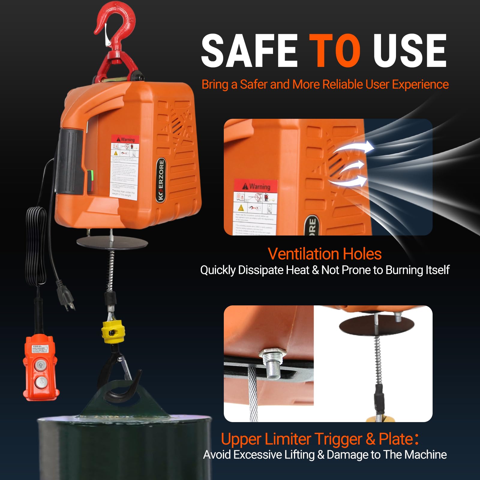 KOERZORE Electric Hoist - 1100lb Capacity -7