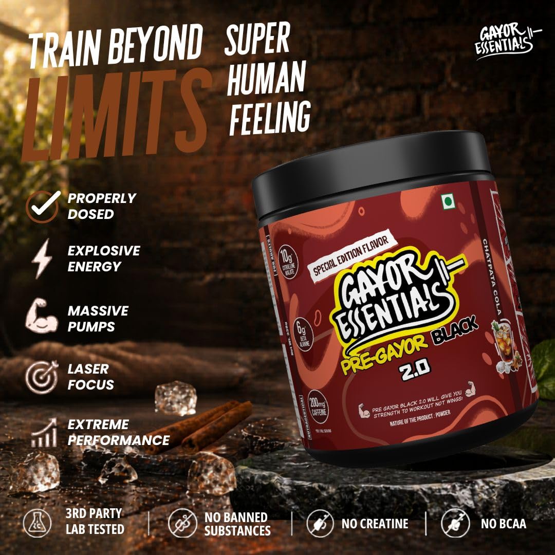 Pre Gayor Black 2.0 Optimally Dosed Pre-Workout (Cola,338g) — Amazon image 2