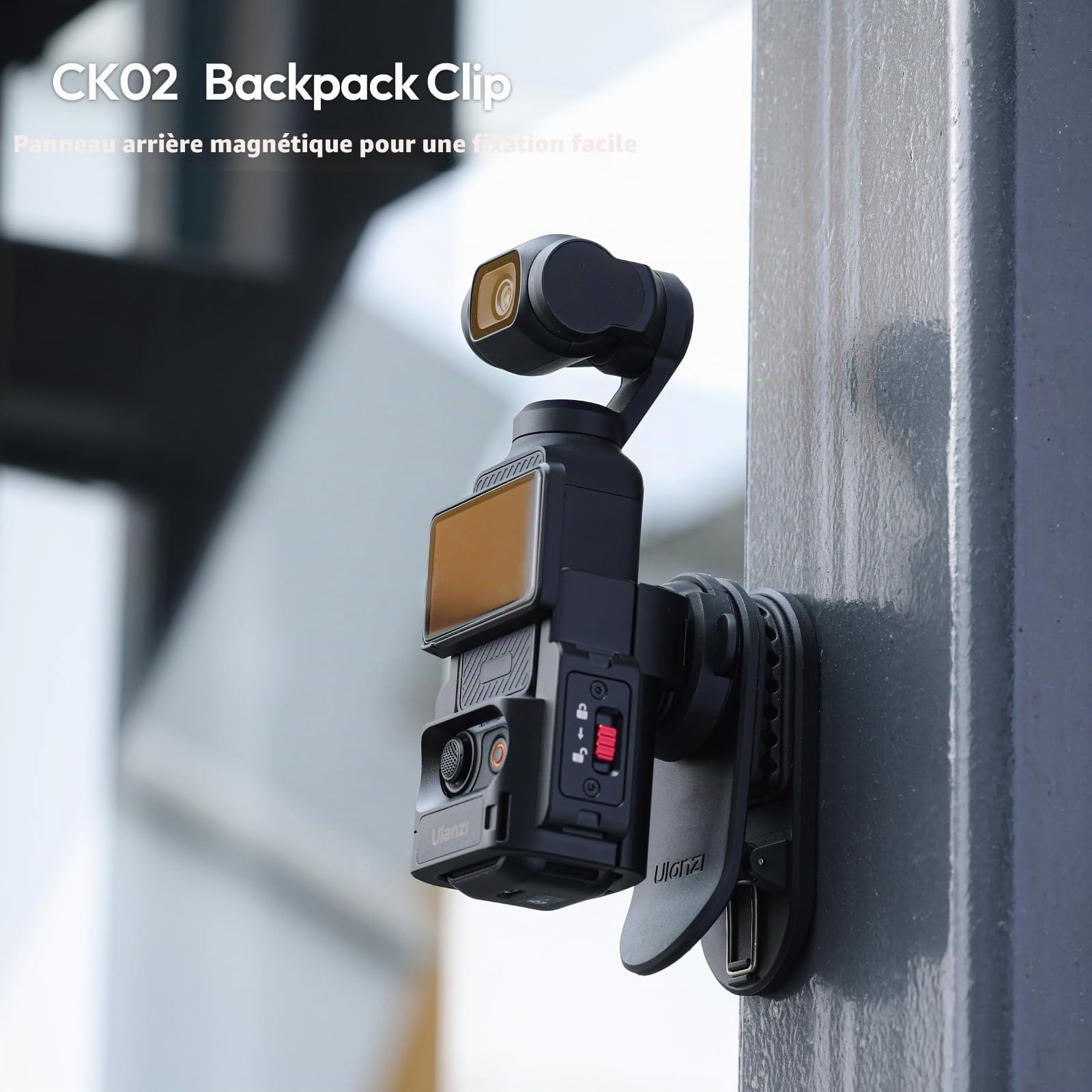ULANZI CK02 Cka Support de Fixation Rapide pour Sac à Dos, Support magnétique pour Accessoires DJI Osmo Pocket 3, avec Filetage Standard 1/4" pour caméras d'action, Adaptateur d'extension Pocket 3
