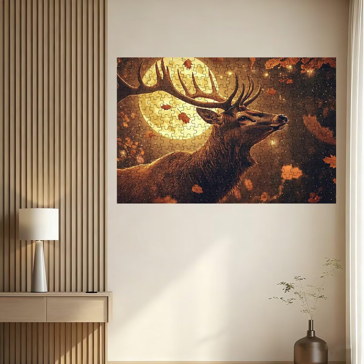 Puzzle 1000 sztuk jeleń, puzzle dla dorosłych, drewniane puzzle kreatywna rozrywka, zabawa, klasyczne puzzle edukacyjne z wysokiej jakości opakowaniem pomysł na prezent dla kobiet, wystrój domu -3132