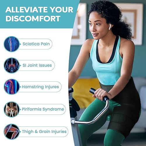 Miniatura 2 de Soporte de cadera para mujeres y hombres, dispositivos de alivio del dolor de ciática, isquiotibiales ajustables, muslo, manga de compresión de