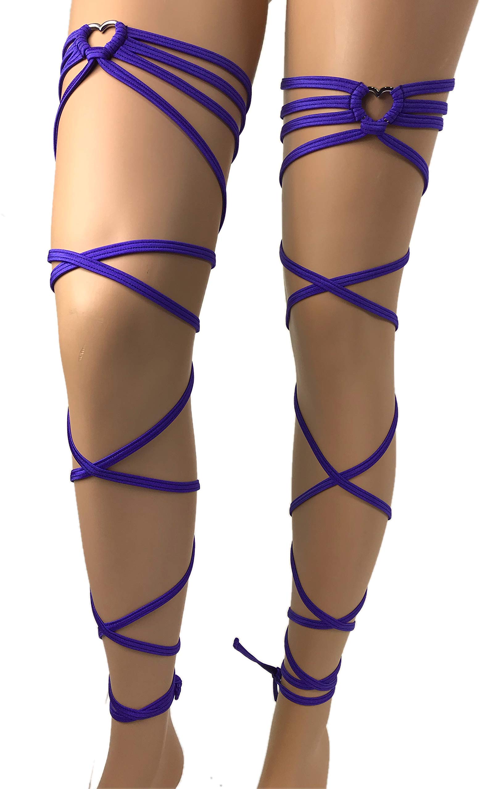 Leg Wraps Purple Garters Heart-ring accents Gartinis Rave Outfits Clubwear Rave Accessories Leg Strap Rave wear Non slip Garter