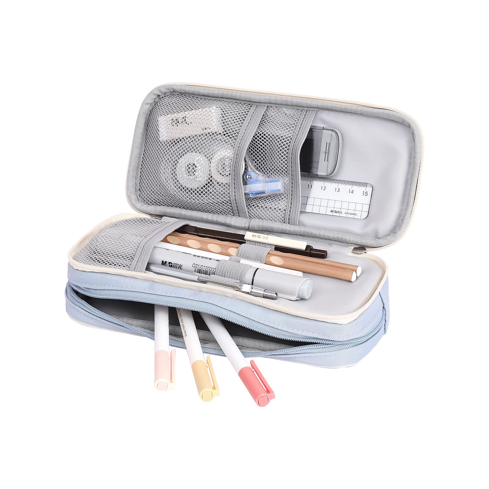 bagINBAG QIANPA Small Pencil Case Organizer with Zipper，Light Pencil Pouch Aesthetic, Blue Pencil Bag for men & women