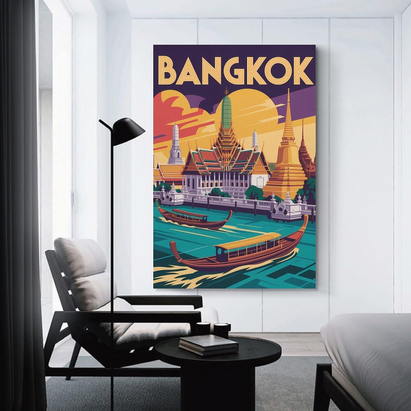 Junmoney Hanging Wall Art Bangkok Travel (3), 20x30inch(50x75cm), for Contemporary Homes, Apartments Or Offices, Stylish Wall Art for Fresh Spaces