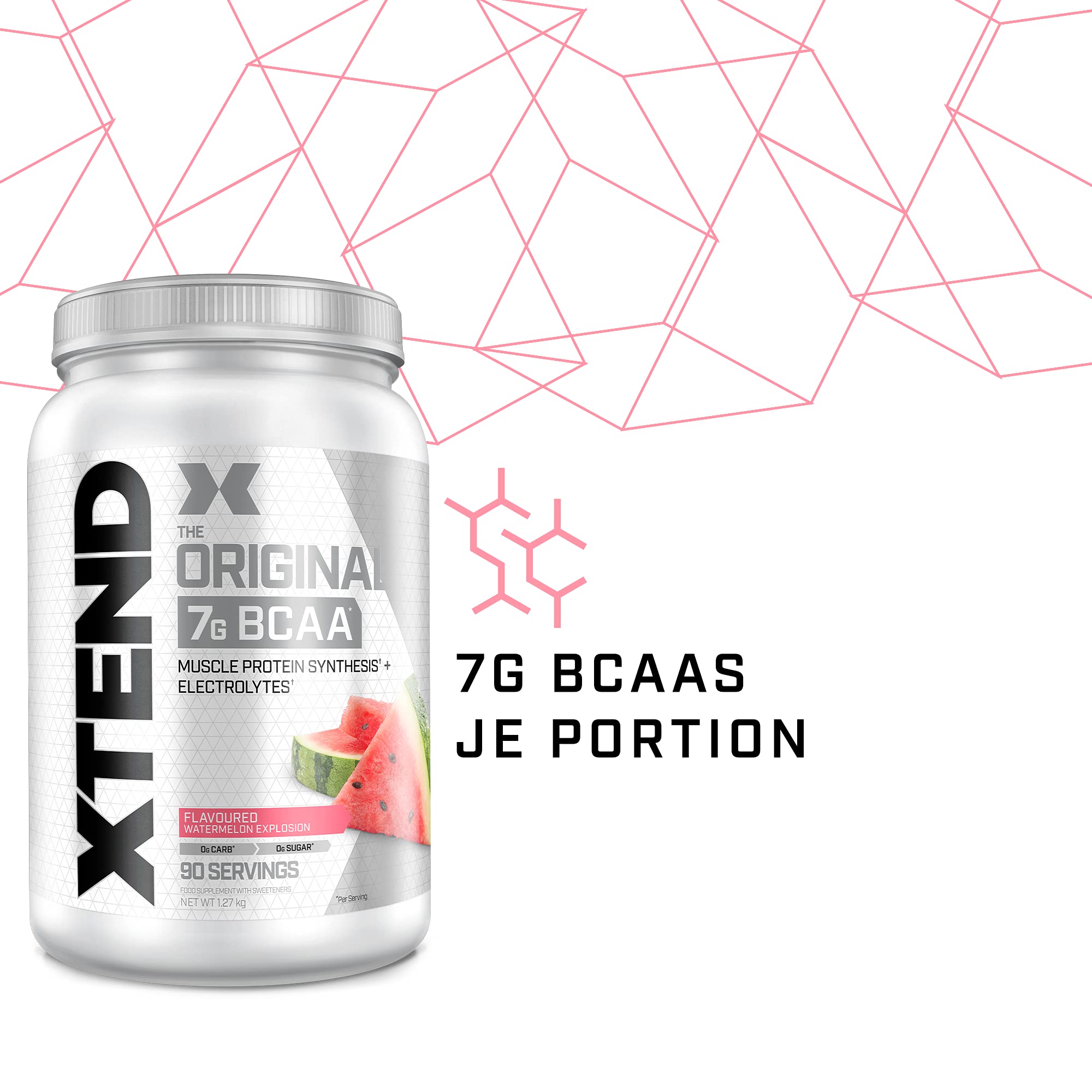 XTEND Original - BCAA-Pulver - Wassermelonenexplosion | Ergänzungsmittel mit verzweigtkettigen Aminosäuren | 7 g BCAA + Muskelproteinsynthese Elektrolyte für Regeneration & Hydration | 90 Portionen
