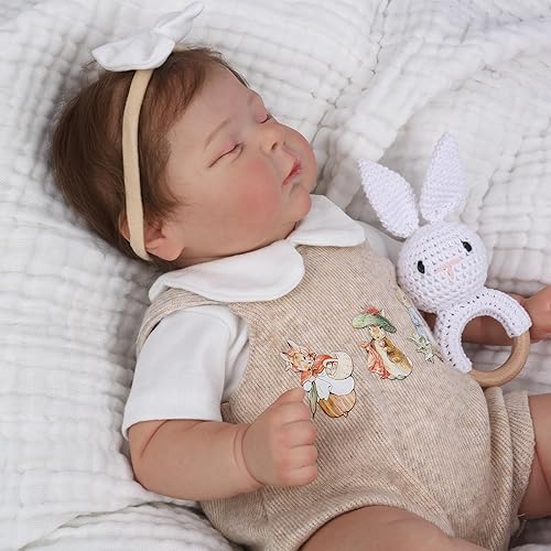 Miniatura 8 de CHAREX Muñecas de bebé recién nacidas realistas de 22 pulgadas durmiendo con cuerpo de tela suave y pesado, muñeca de bebé de la vida real