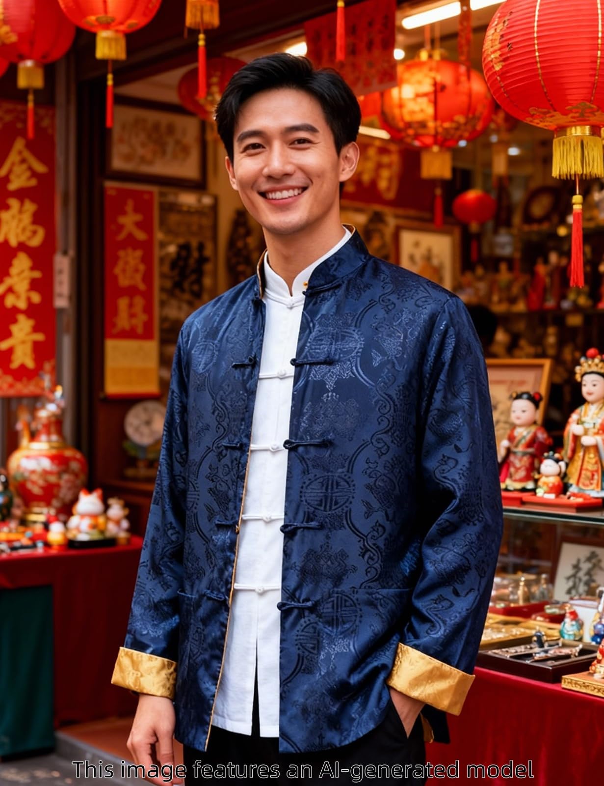 Funny World Tang-Anzug Hanfu Chinesisches Neujahrshemd traditionelle Kleidung langärmeliges Oberteil