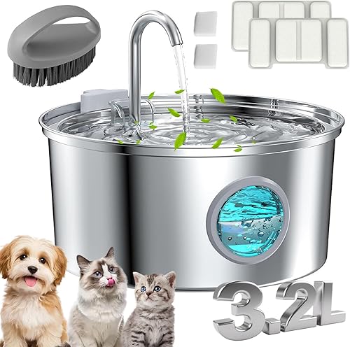 Miniatura 9 de Pawira Water Fountain for Cats, 3.2L7L Pawira Cat Fountain, Super Quiet Stainless Steel Fountain Water Bowl for Small Cats Dogs & Medium and Large