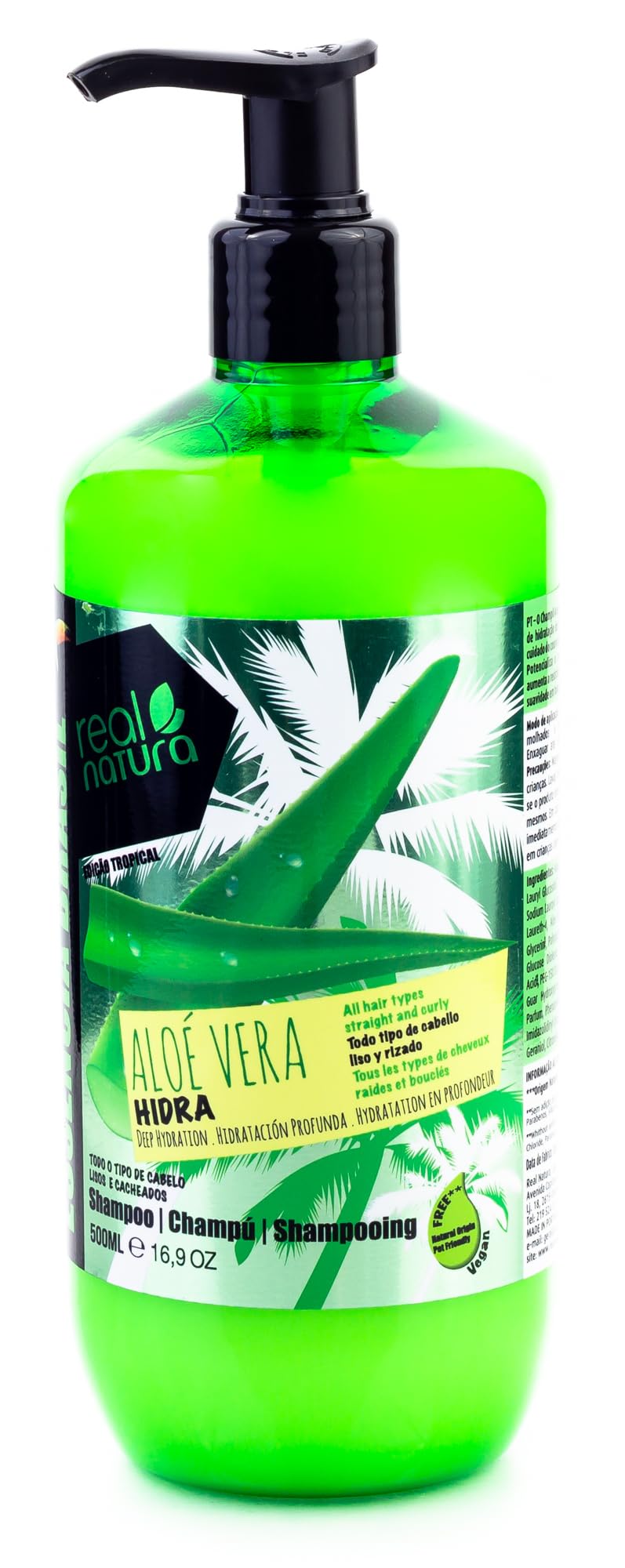 REAL NATURA - Salt-Free Aloe Vera Hydra Shampoo 500 ml - Unisex - Moisture and Care for All Hair Types