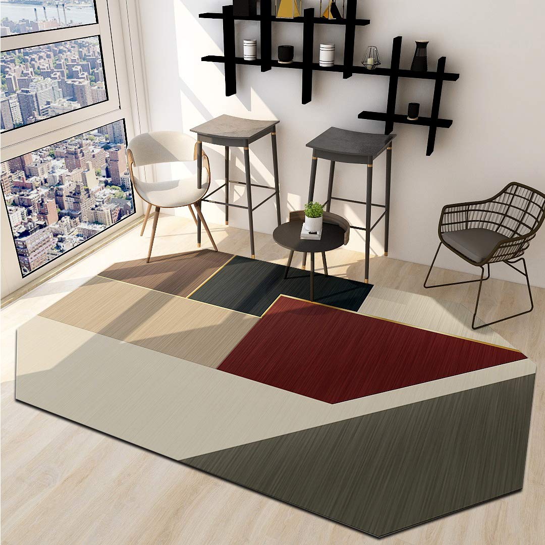Tapis géométrique moderne multicolore de forme irrégulière 60x160cm