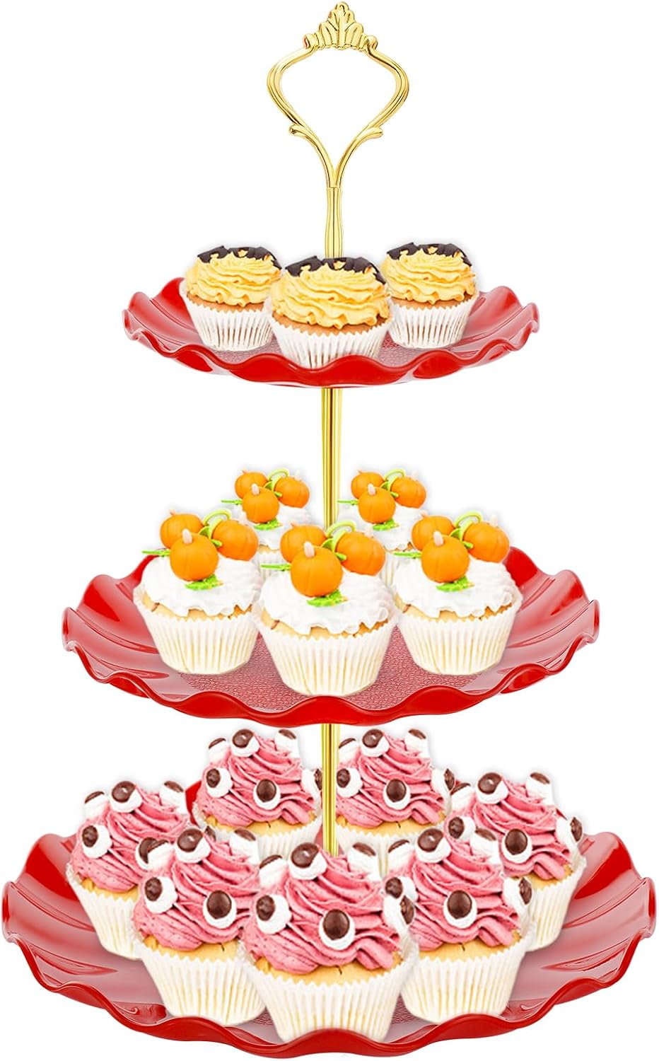 BACUTHY 3 Tier Cupcake Stand Holder, Plastic Cup Cake Tower Stand, White