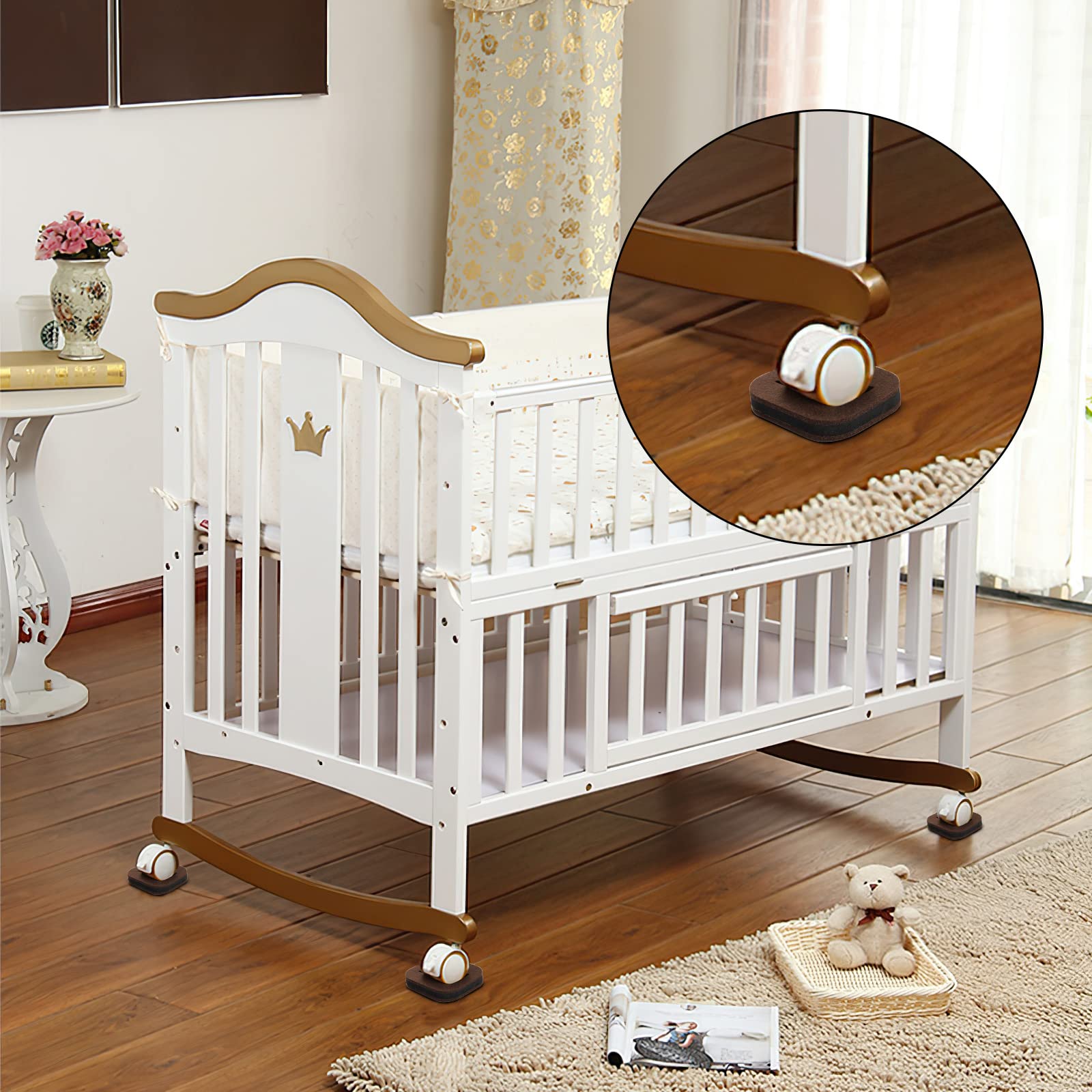 Pumtus Paquete de 20 posavasos de fieltro para muebles, almohadillas de fieltro antideslizantes para muebles, tapones de rueda de cama, protectores de suelo para suelos de madera dura, azulejos o