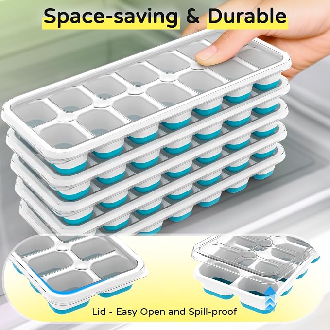 5 Pack Stackable Silicone Ice Cube Trays