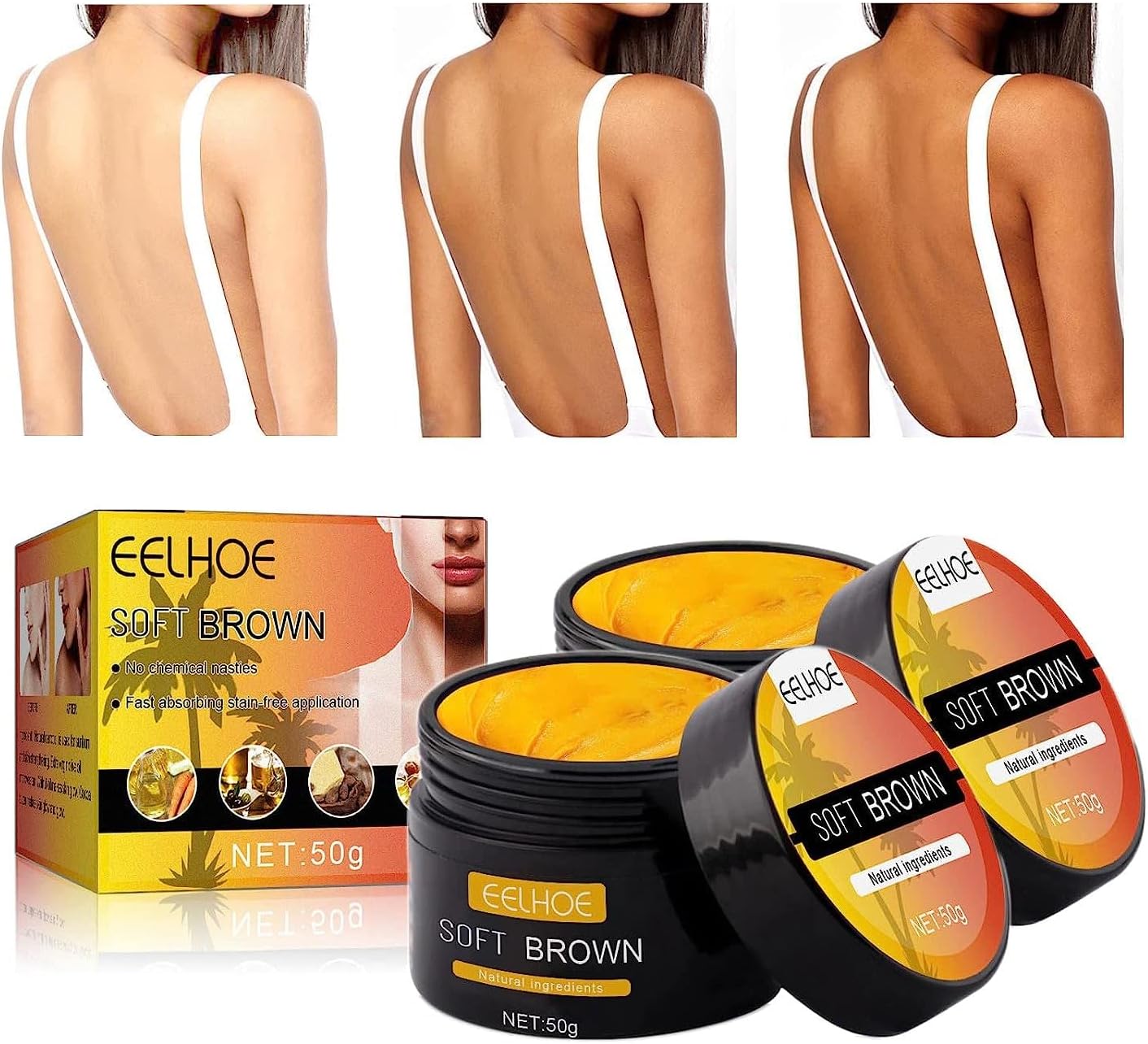 DUHANXI Intensive Tanning Luxe Gel,50 Gram Tanning Accelerator Cream,Tanning Accelerator Cream,Brown Dark Tanning Accelerator Gel, Natural Carrot Oil,Natural Tan Accelerator for Outdoor Sun (2PCS)