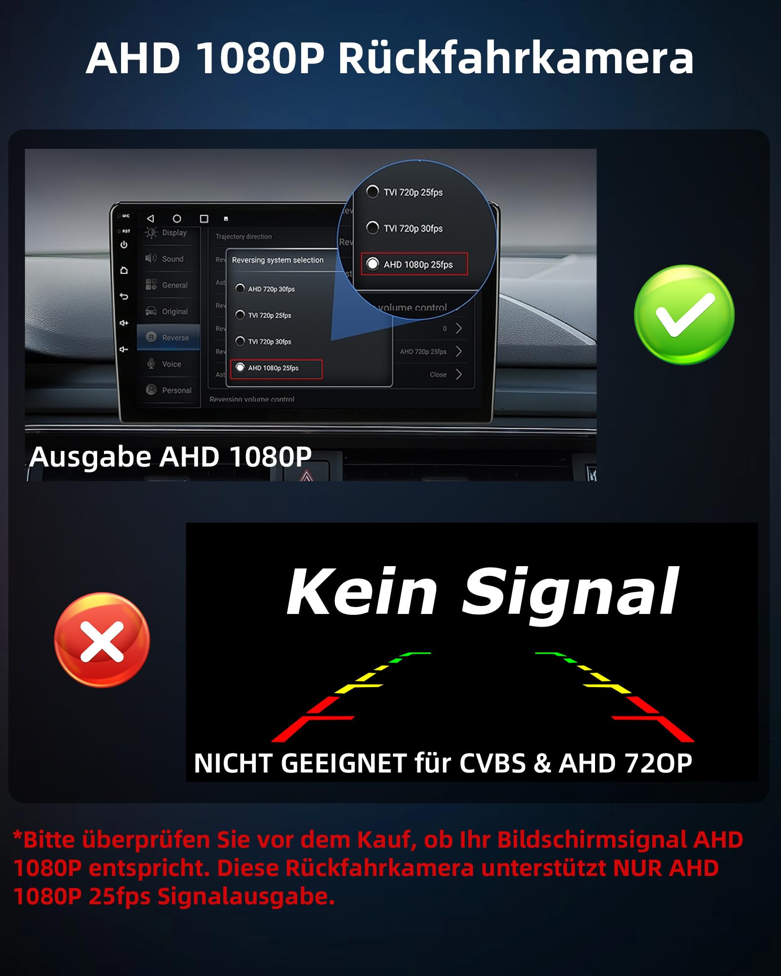 Vtopek Rückfahrkamera AHD 1080P Rückfahrkamera Auto Rückfahrkameras Nachrüsten 140° Weitwinkel Nachtsicht IP69K wasserdichte Nachtsicht Rückfahrkameras für Wohnmobil SUV Pickup Van