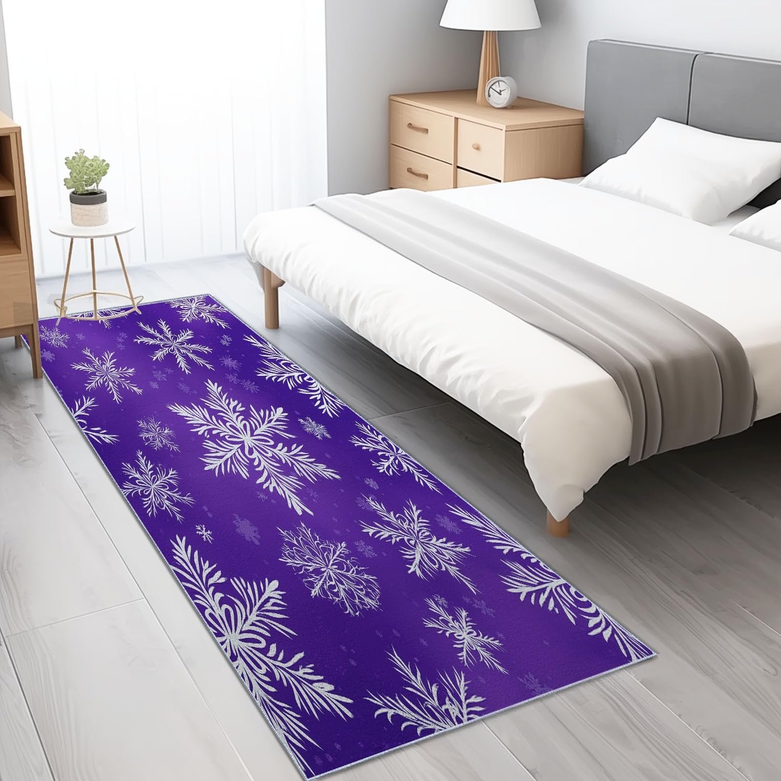Tapis long violet doux de Noël 190x250 pour entrée et salon cocooning
