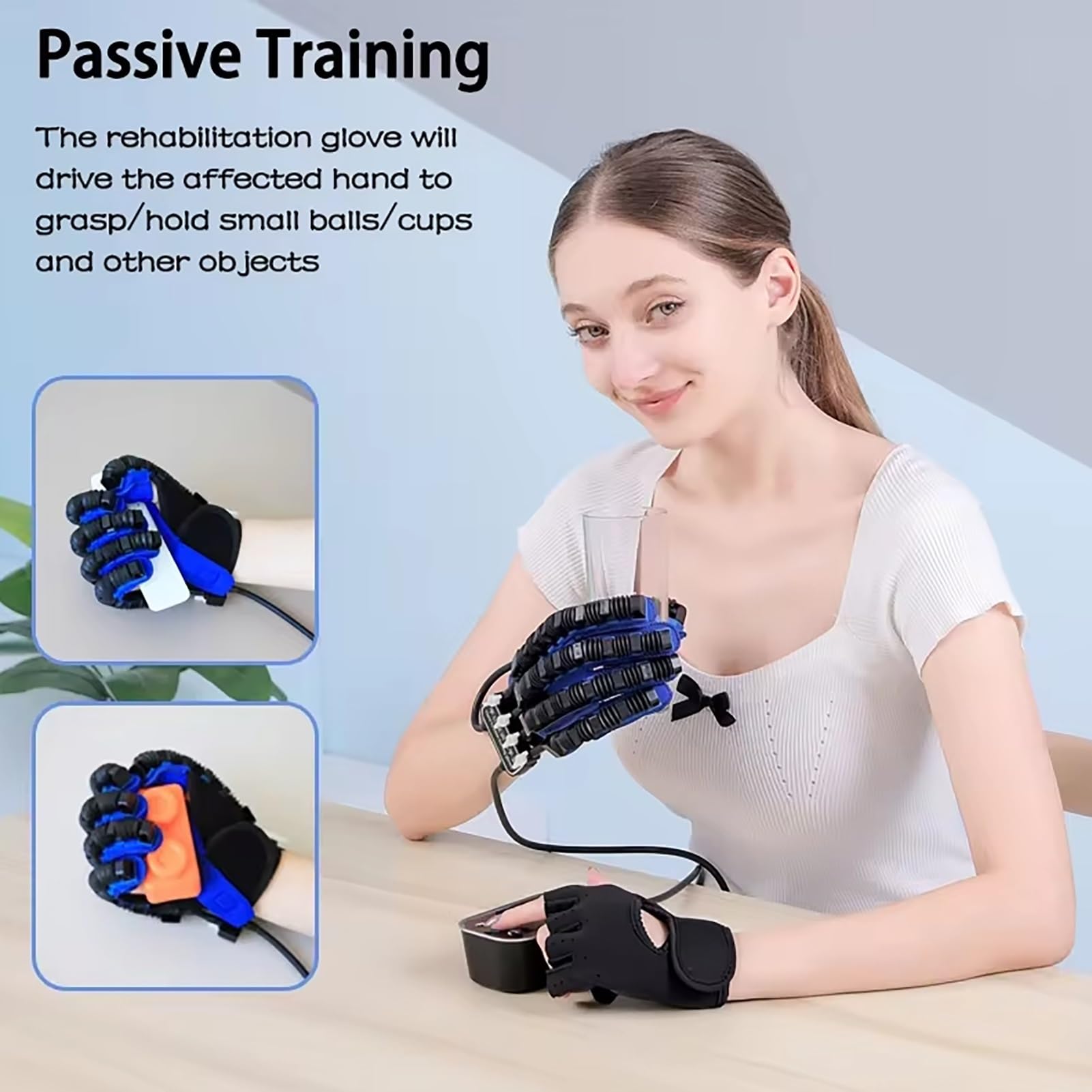 Guantes De Rehabilitación Robótica,hemiplejía Y Accidente Cerebrovascular Órtesis De Dedo,Equipo De Entrenamiento Para Aliviar Calambres(Right,X-Large)