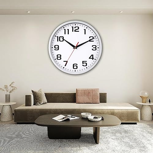 Miniatura 8 de Paquete de 2 relojes de pared con pilas, color negro, silencioso, pequeño, moderno, analógico, reloj de pared que no hace tictac para cocina,