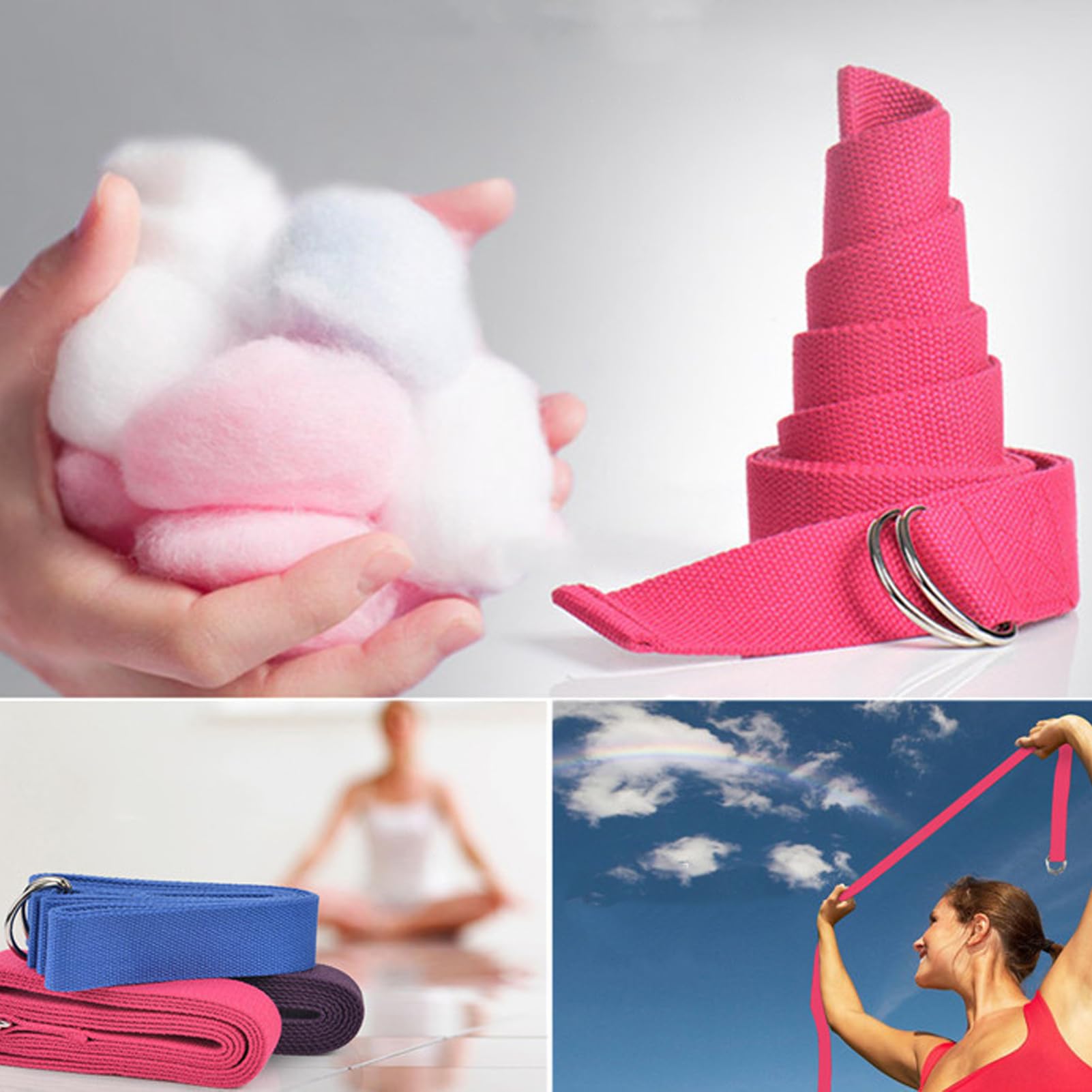 Generico Kit Pilates, Set di Yoga per Donne, Set di Palline da Yoga ad Anello Pilates, Cintura di Allungamento Multifunzionale, Attrezzature per la Casa per L'allenamento in Palestra