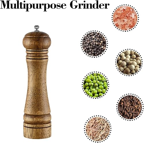 Miniatura 7 de Nedyfix Máquina de pulir de madera de sal y pimienta con grosor ajustable, molienda de cerámica manual de pimienta de 10 pulgadas