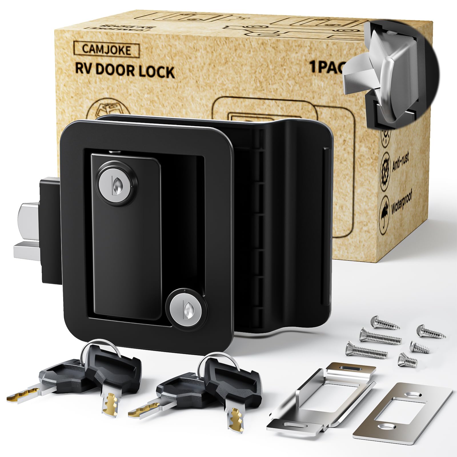 RV Door Locks, Camper Door Lock for RV Trailer with 4 Keys