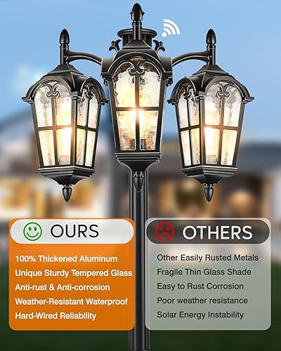 Miniatura 4 de VIANIS Luces de poste para exteriores del atardecer al amanecer, postes de lámpara vintage antioxidantes, iluminación al aire libre, lámpara de