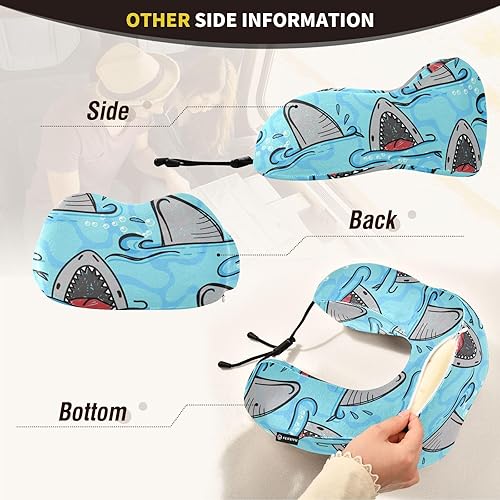 Miniatura 5 de Emelivor Almohada de viaje de tiburón almohada de espuma viscoelástica con bolsa de almacenamiento, cómoda almohada de viaje para el cuello para