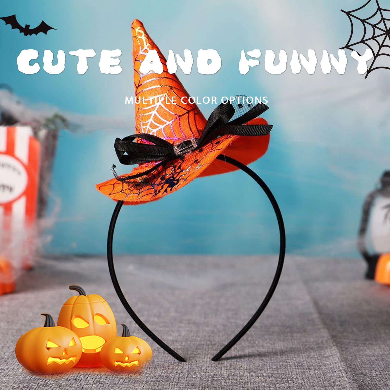 3Pcs Mini Witch Hat Headbands Halloween Hair Accessories Cosplay Dress-up Photo Props for Costume Party, mixed color, 12x22cm - Image 4