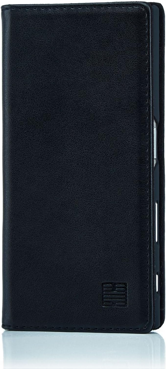 32ndClassic Series - Real Leather Book Wallet Case Cover for Sony Xperia XZ, Real Leather Design with Card Slot, Magnetic Closure and Built in Stand Black SNY.XZ.32ndClassic-Black