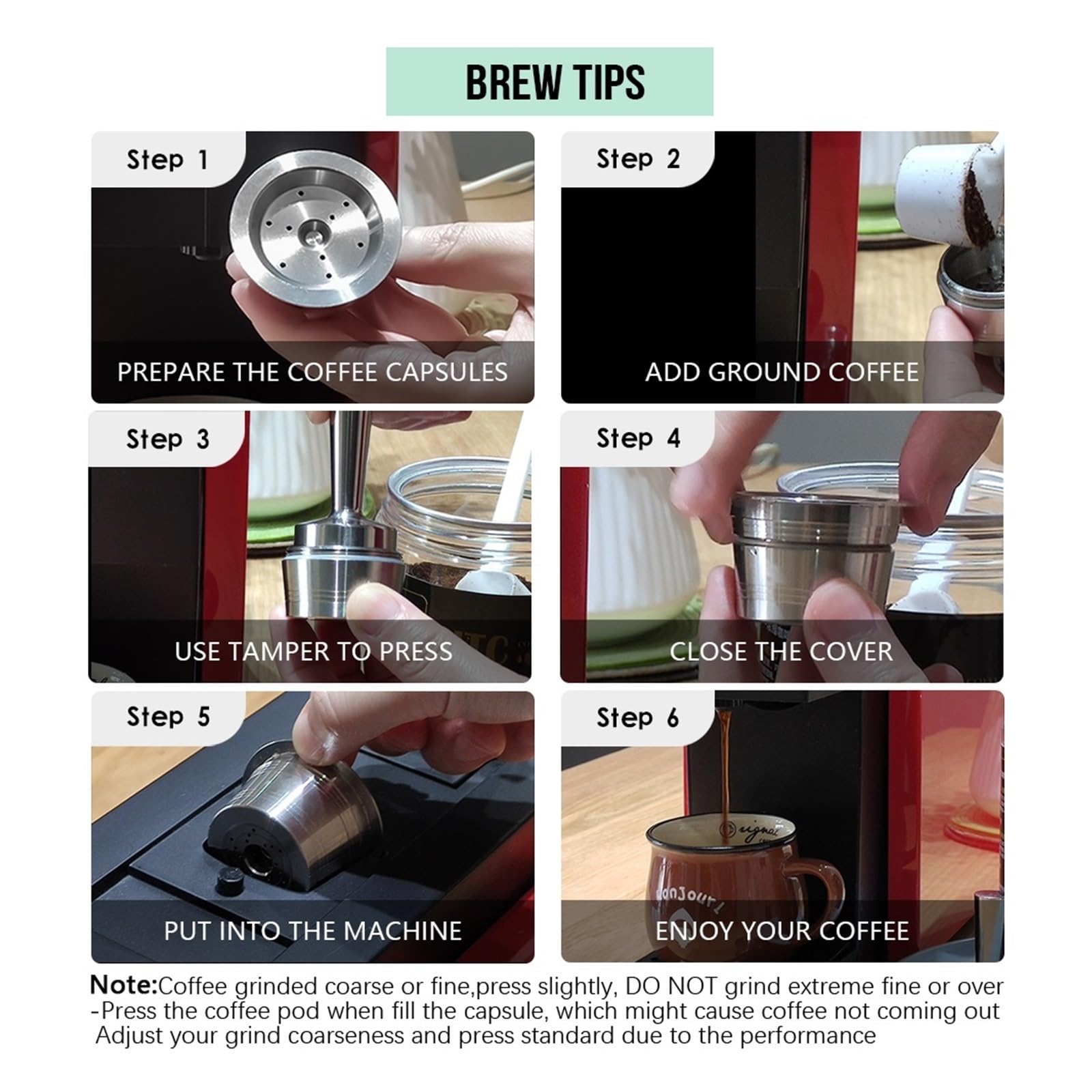 Compatible Con K-fee, Compatible Con Starbucks Verismo, Compatible Con Cápsulas De Espresso ALDI, Cápsulas De Café Rellenables En Cápsulas Reutilizables De Acero Inoxidable.(1PCS Pod and 1PCS Tamper)
