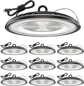 Glitgate LED High Bay Light 150W 21000LM 5000K UFO High Bay LED Light With US Plug, Hanging Hook, IP65 Waterproof Commercial Bay