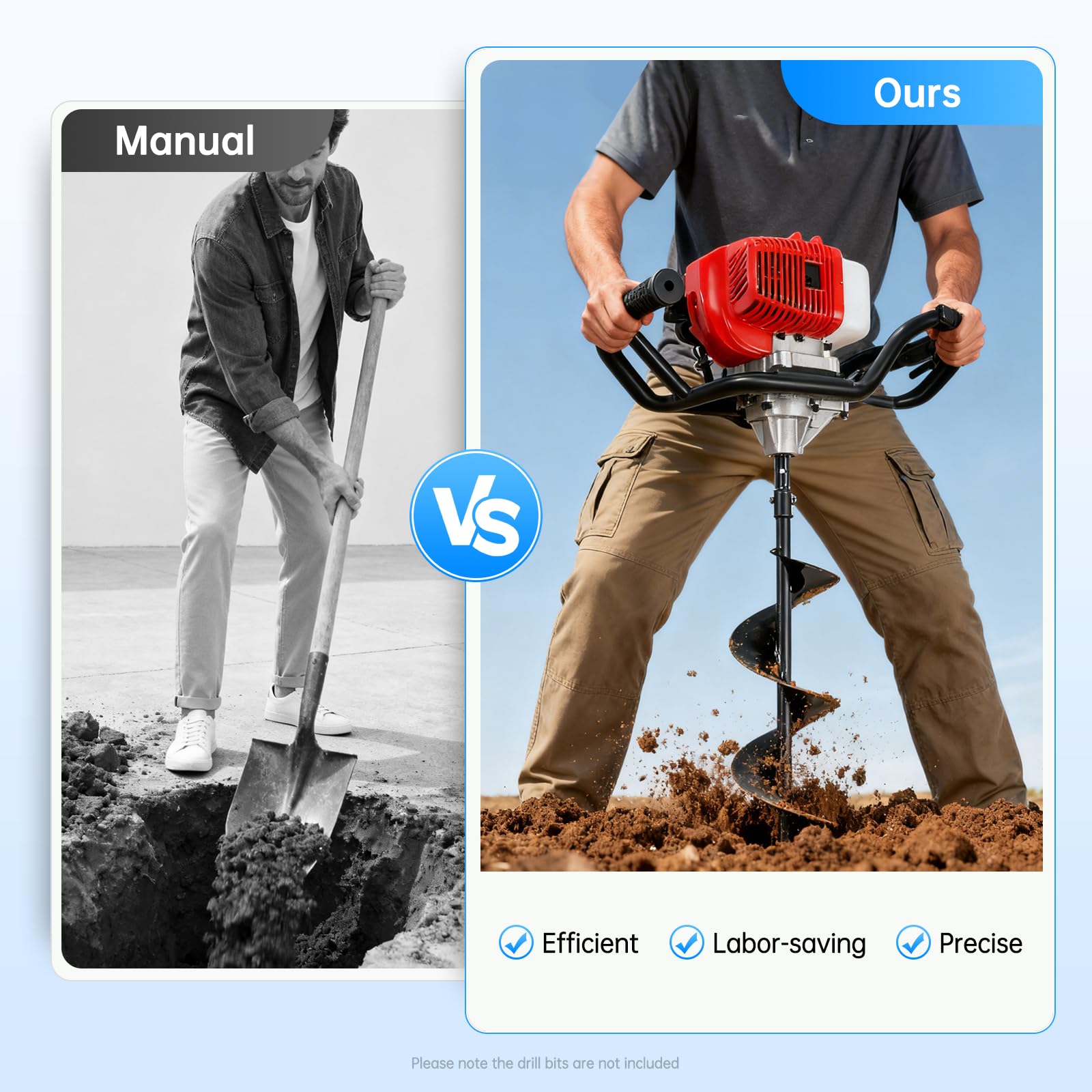 Motor de 2 tiempos de 52 CC, filtro de aire, velocidad ajustable, tanque grande de 0,26 Gal, diseño de mango doble y juego de herramientas, para jardín, patio, paisajismo