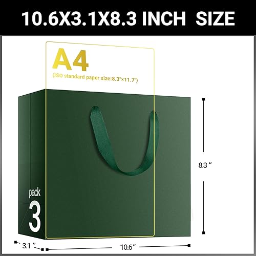 Miniatura 9 de EUSOAR Bolsas de papel de estraza para regalo 25 bolsas medianas de 106 x 31 x 83 pulgadas reutilizables resistentes resistentes con asas a granel