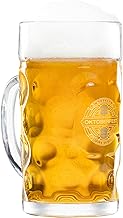 BAVARIA TRACHTEN Oktoberfest Glass Beer Mug - Authentic Beer Stein - Traditional German Beer Mugs - Franziskaner Mug Weissbier Glass - 1 Liter 34 oz Beer Mug - Extra Large