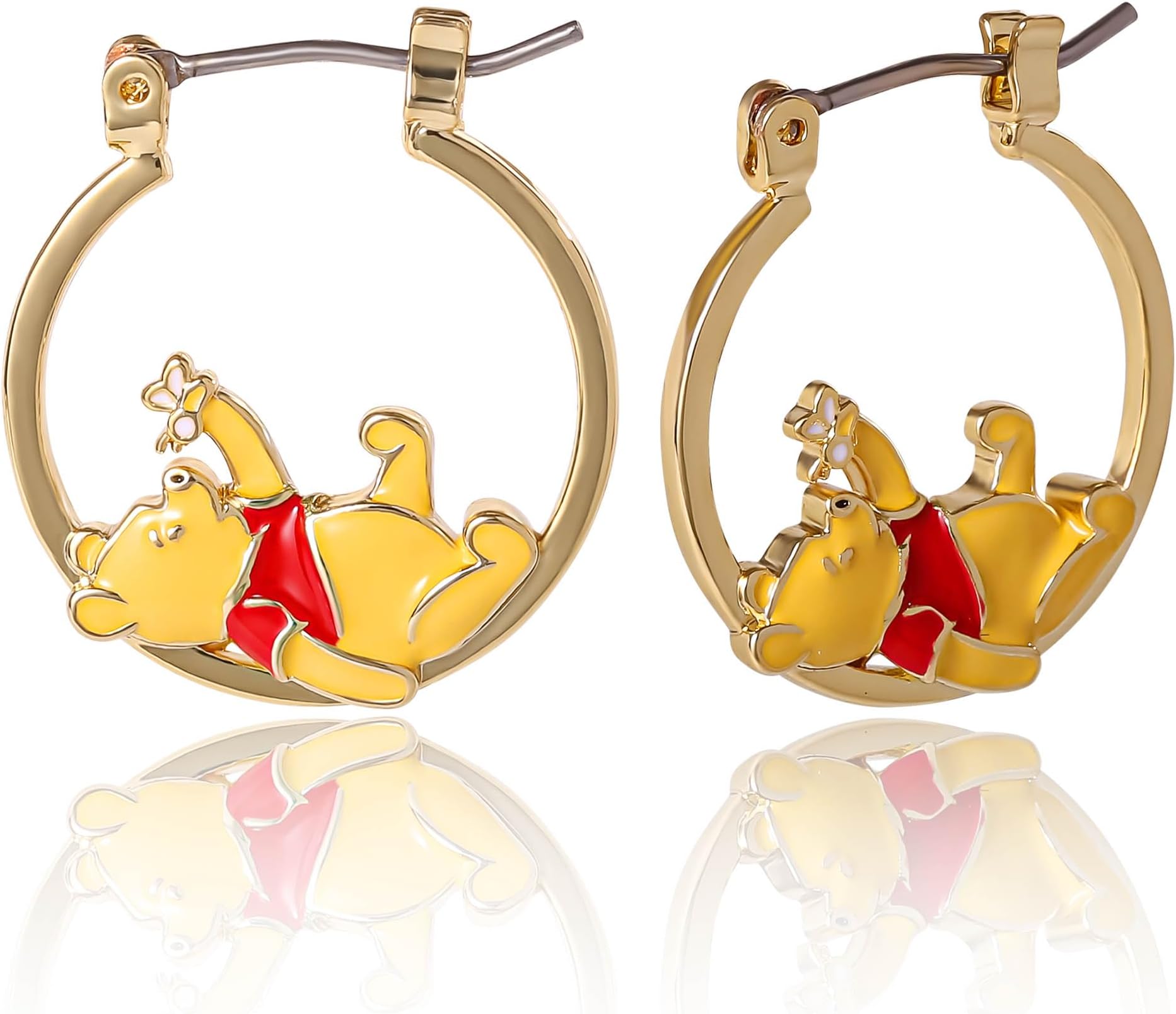 Disney Winnie-the-Pooh Hoop Earrings for Women Official License, 18k Gold