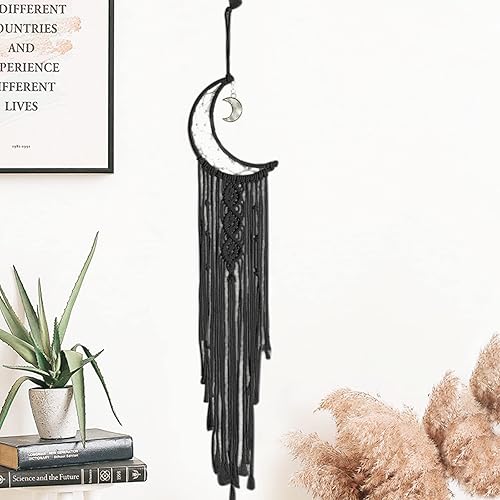 Miniatura 3 de Kit de macramé, kit de macramé para atrapasueños de luna para niños y adultos principiantes, incluye anillos de aro de metal, cordón de macramé o