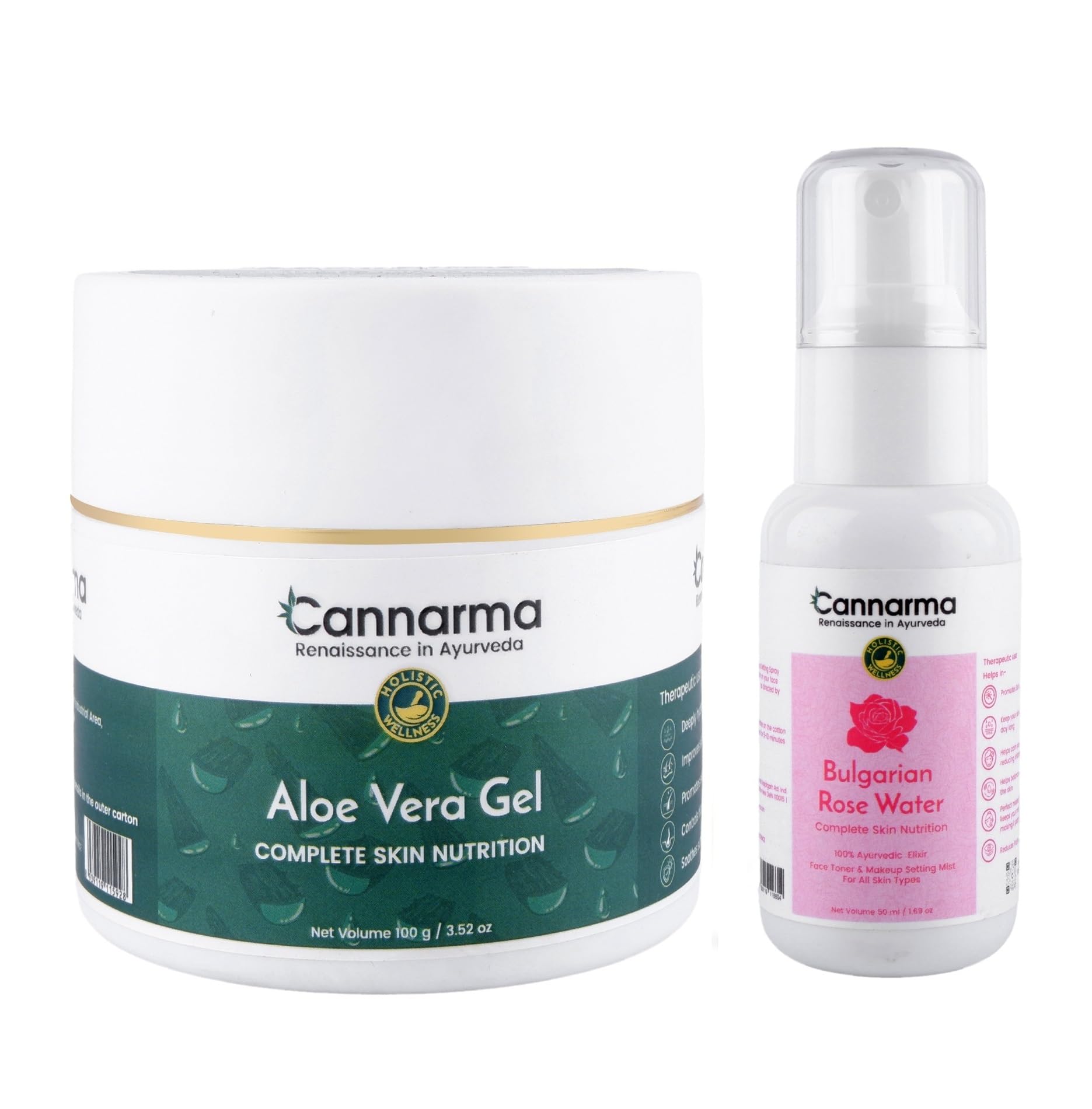 Combo Pack of Aloe Vera Gel & Bulgarian Rose Water For Face Toner & Healthy Skin Nutrition | For All Types of Skin & Hair (Rose Water 50ml + Aloe Vera Gel 100g)