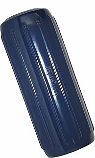 Taylor Made Big B Inflatable Boat Fender, Captain's Navy (8" x 20") End-to-End Line Passage Fits 5/8" Rope, Hangs Horizontally or Vertically, Ribbed, Needle Valve, Marine-Grade Vinyl - 571026