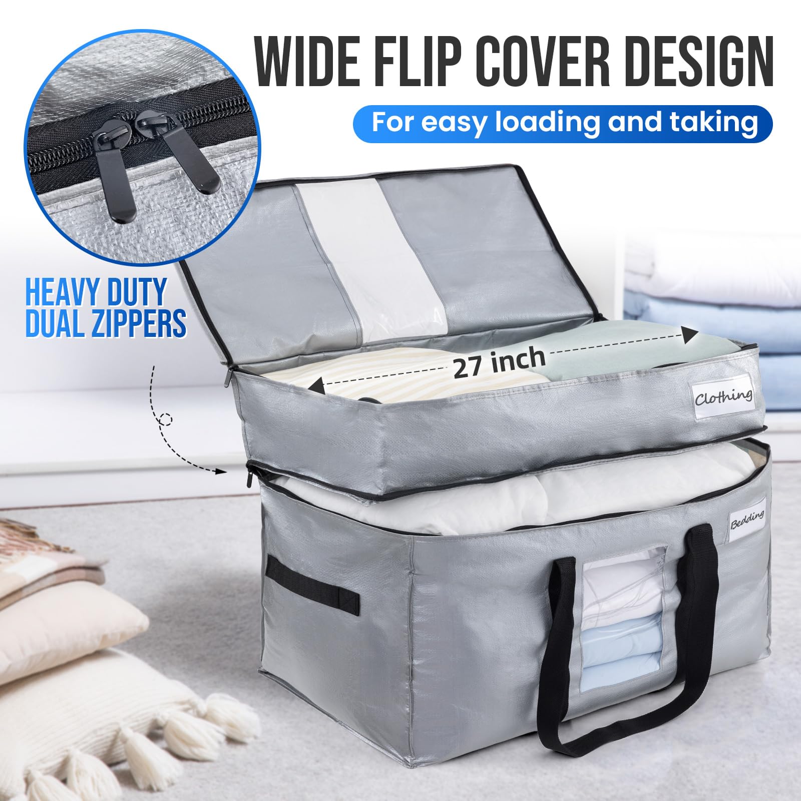 TAILI Double Layer Moving Bags Heavy Duty Extra Large,Moving House Essentials,Strong Handles & Zips,Clothes Storage, Packing - Image 2