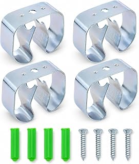4 Pcs Metal Spring Clips | Broom Clips for Wall 40×16mm / 1.57×0.62 inch for Metal Tubes, Plastic Pipes and Thin Long Rods