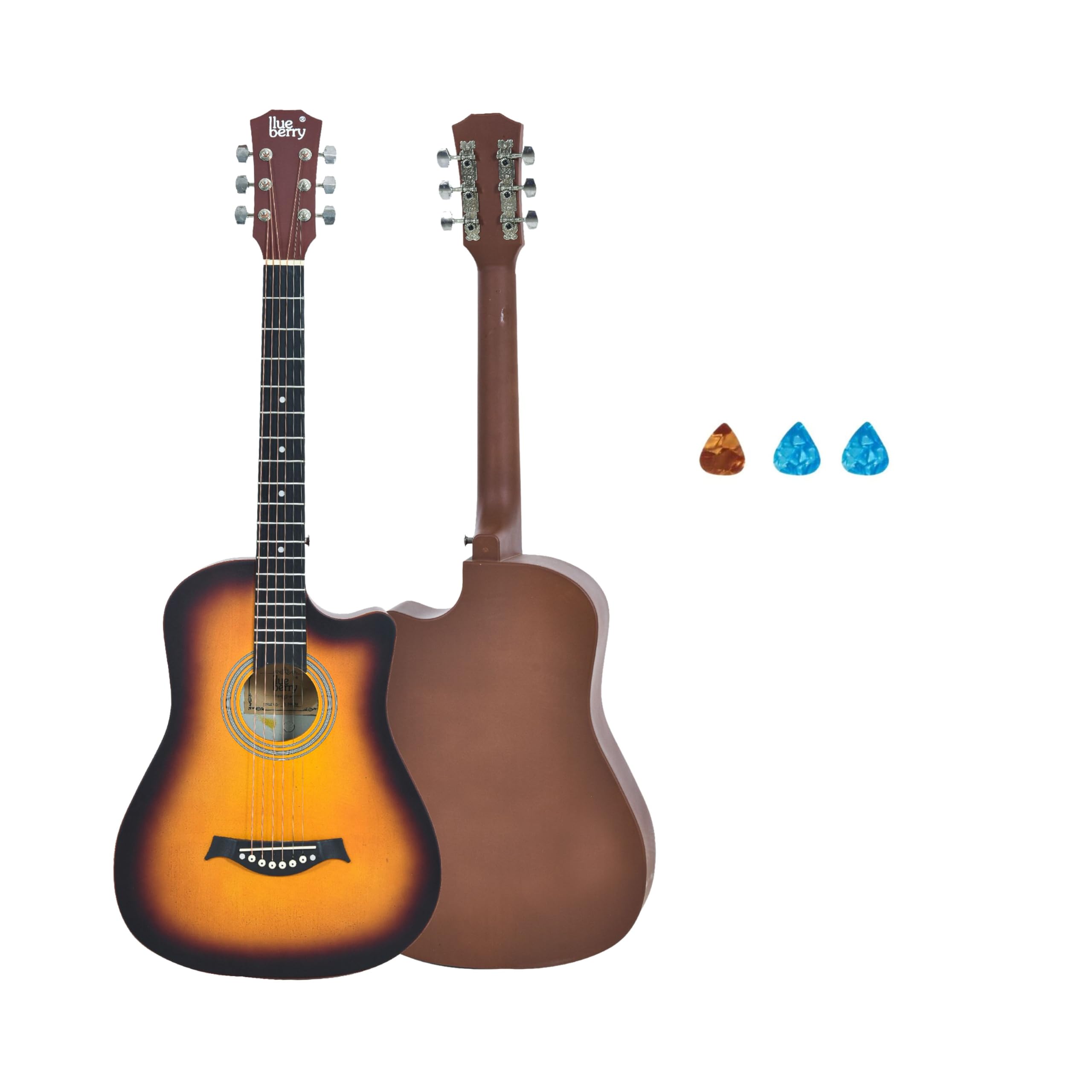 BLUEBERRY B-38CM Matte Finish Sunburst Acoustic Guitar Kit, 38 Inch – Engineering Wood & Carbon Fiber Body, ABS Bridge & Fretboard, 2 Picks Included-picture-16