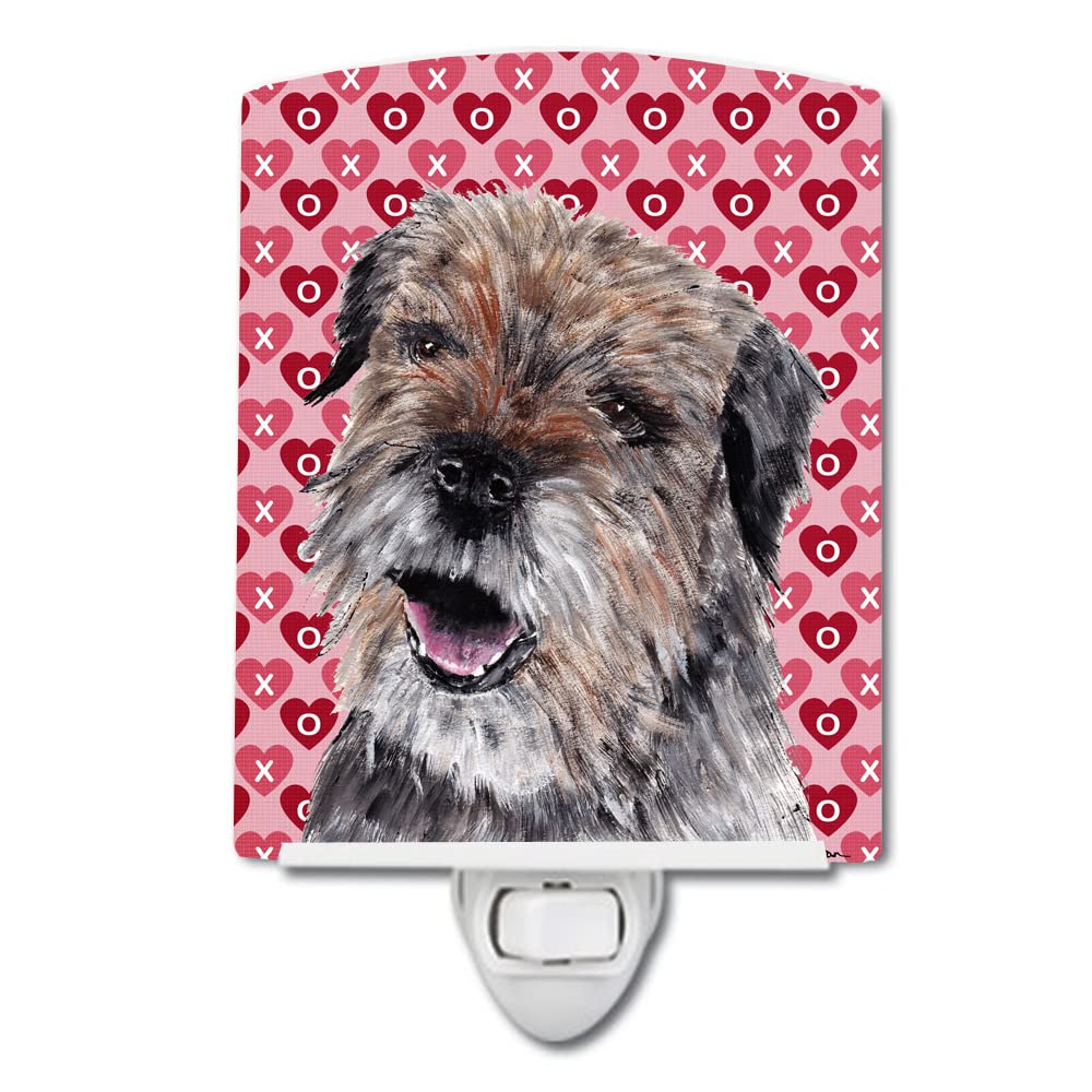 Carolines Treasures Night Light, Border Terrier Hearts, Ceramic, UL-Certified,
