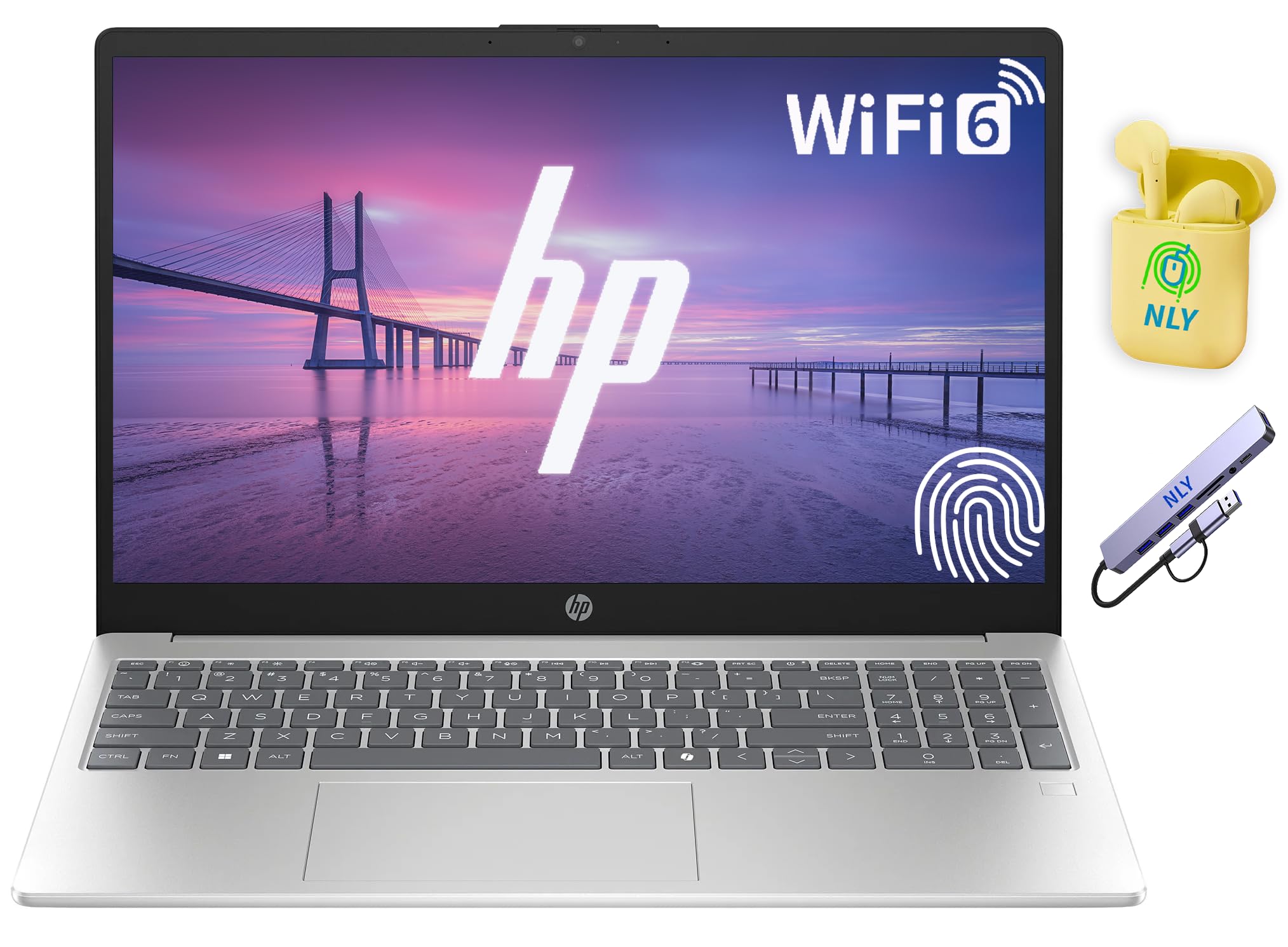 HP 15.6" FHD Business Laptop Computer, 16GB RAM 1.5TB Storage (1TB SSD+512GB Docking Station Set), Intel 8-Core i3-N305 Processor, Fingerprint Reader,