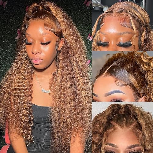 Miniatura 15 de Pelucas de encaje frontal de 13 x 4, cabello humano con cabello de bebé para mujeres negras, 220 % de densidad, encaje frontal transparente HD, onda