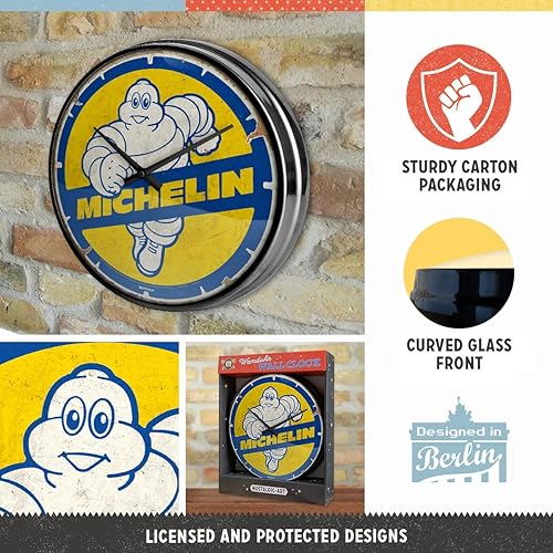 Miniatura 3 de Nostalgic-Art Reloj de pared retro, Ø 12.2", Michelin - Bibendum 80s - Idea de regalo para ventiladores de motor, producto oficial (OLP), reloj de