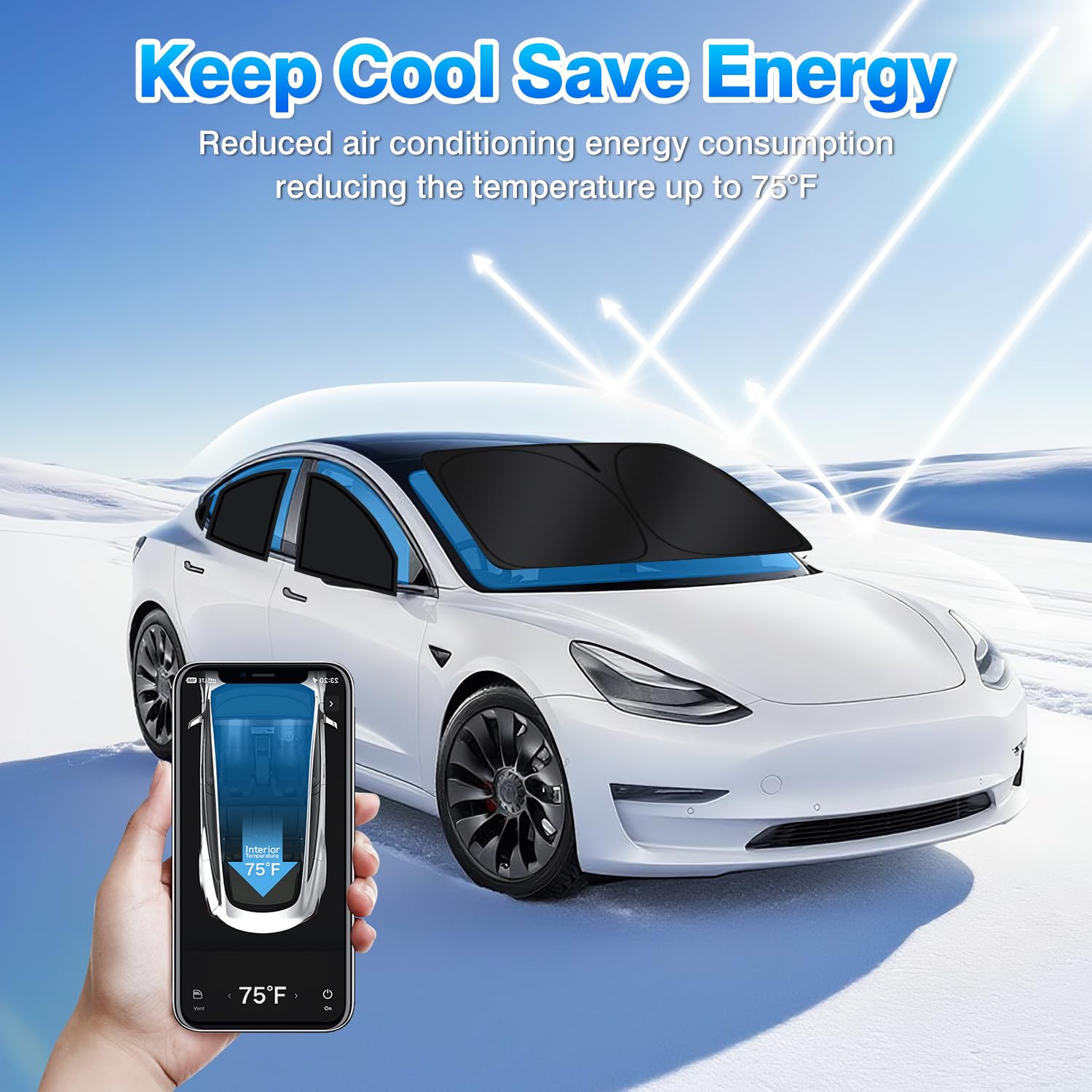 T TGBROS Tesla Model Y 2020-2024, osłona na przednią szybę, boczna/tylna, kompletny zestaw, osłony zaciemniające, akcesoria, składana osłona ochronna, 8 sztuk (nie do jałowca)