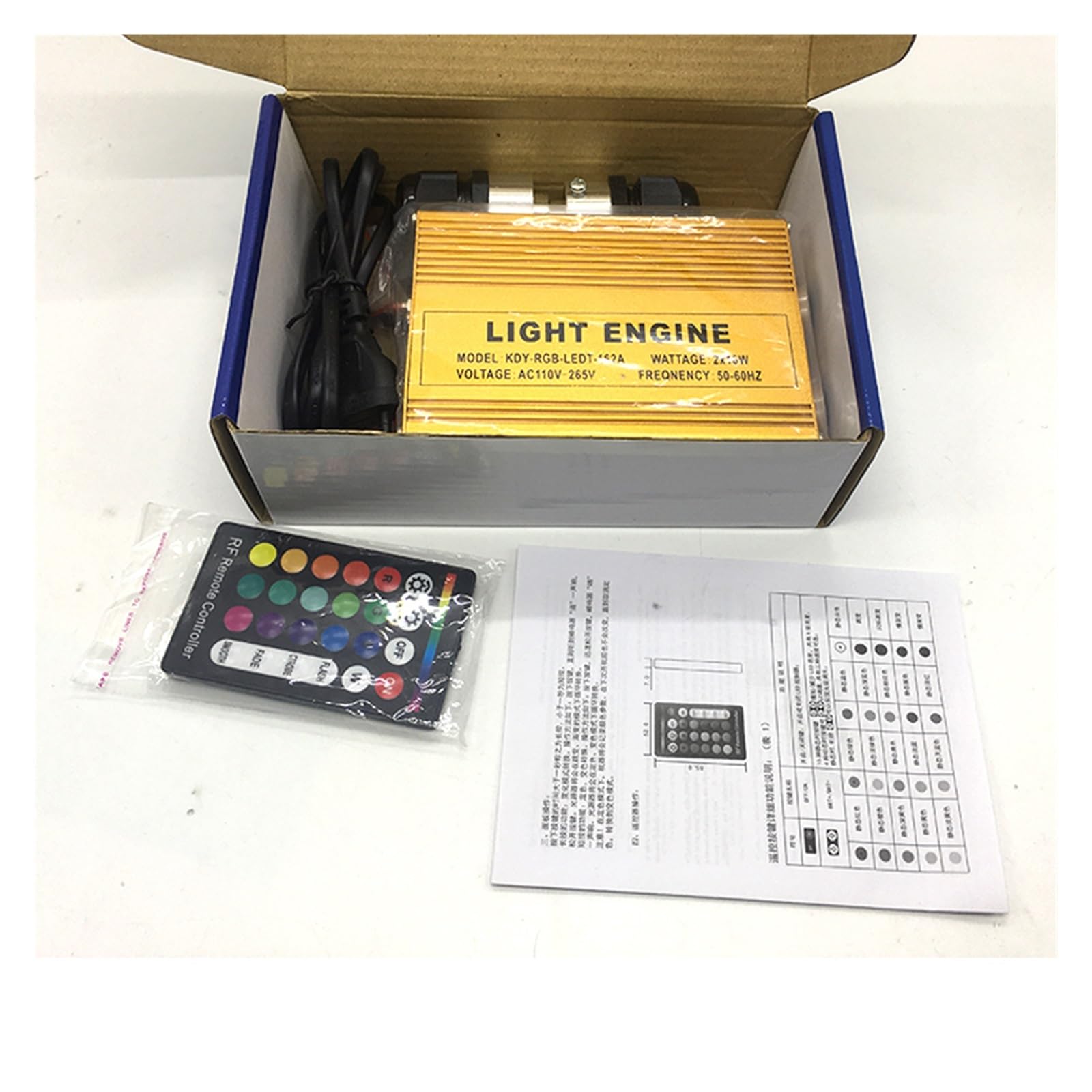 Złota aluminiowa podwójna głowica 2 * 16W LED światłowód, 32W RGB, 24-klawiszowy zdalny sterownik światła światłowodowego,Wytrzymały