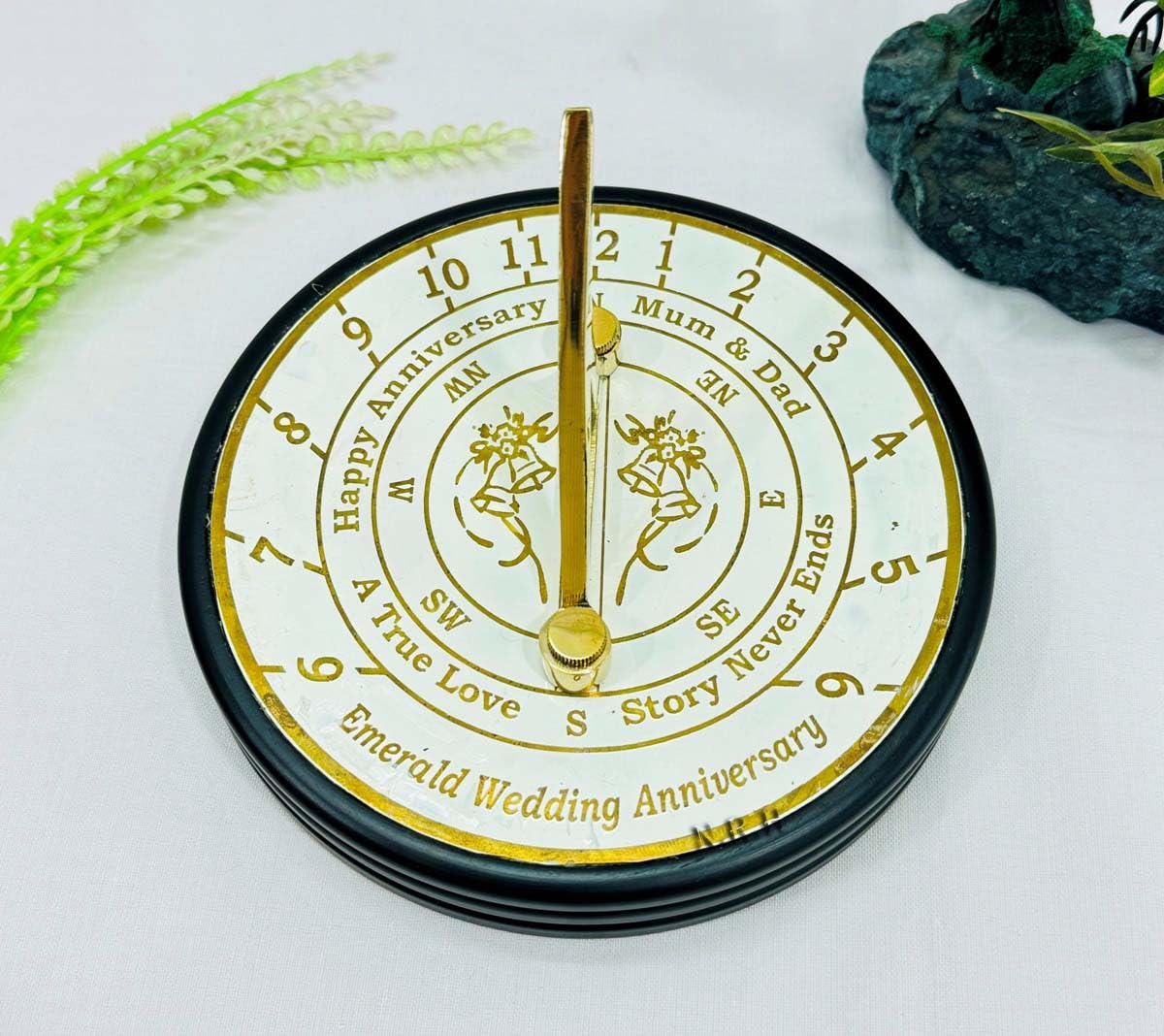Reloj solar de aniversario de boda para padres, abuelos, amigos, marido o esposa, parejas, brújula única para él y ella